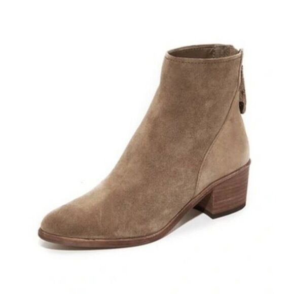 Dolce Vita Cassius Ankle Bootie Women's 10 Beige Suede Back Zip Almond Toe Boots - Picture 1 of 7